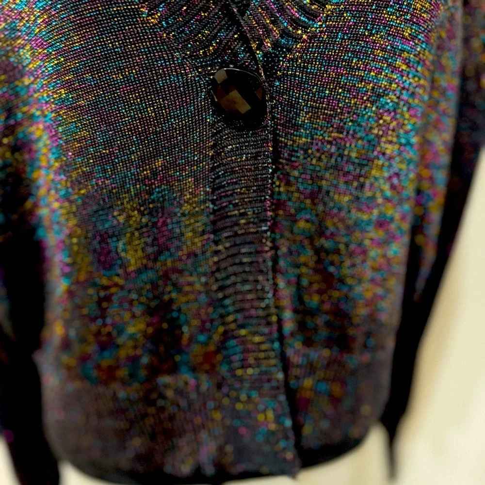 Joseph A Shimmer Cardigan | Holiday Glam Sweater | Sparkle Knit S